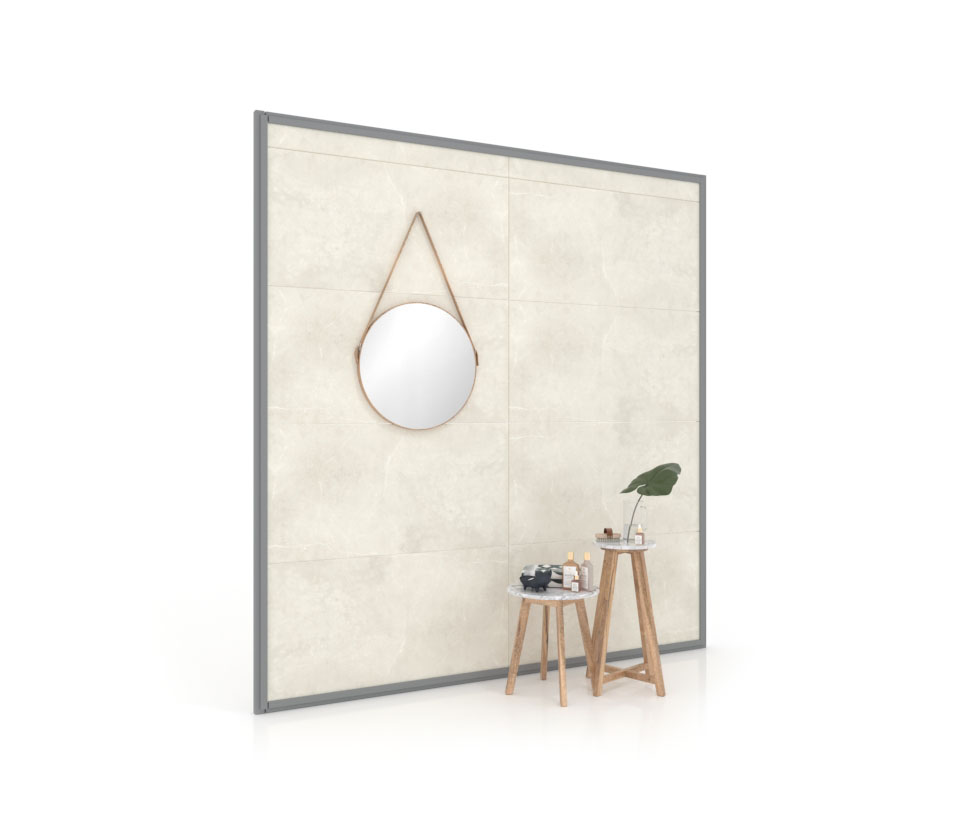 Expositor de azulejos Panel intercambiable 240 2515h plata frontal