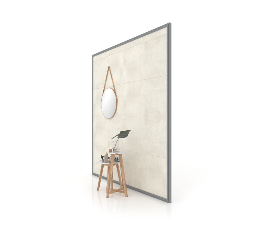 Expositor de azulejos Panel intercambiable 240 2515h plata lateral
