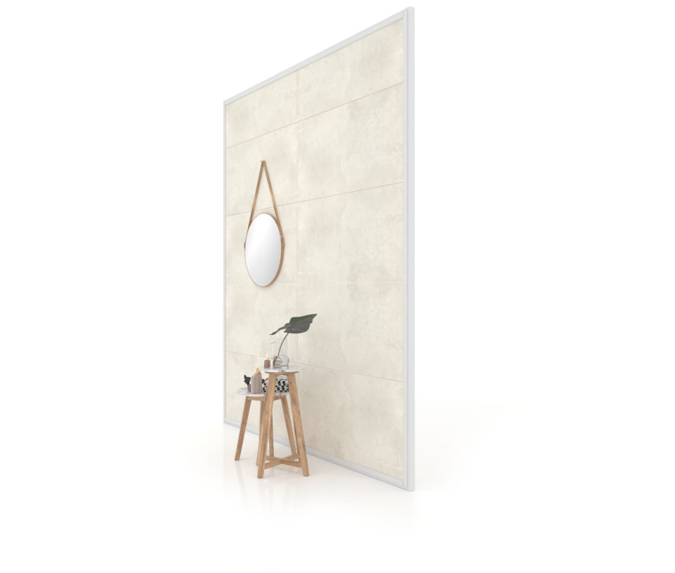 Expositor de azulejos Panel intercambiable 240 2800h blanco lateral