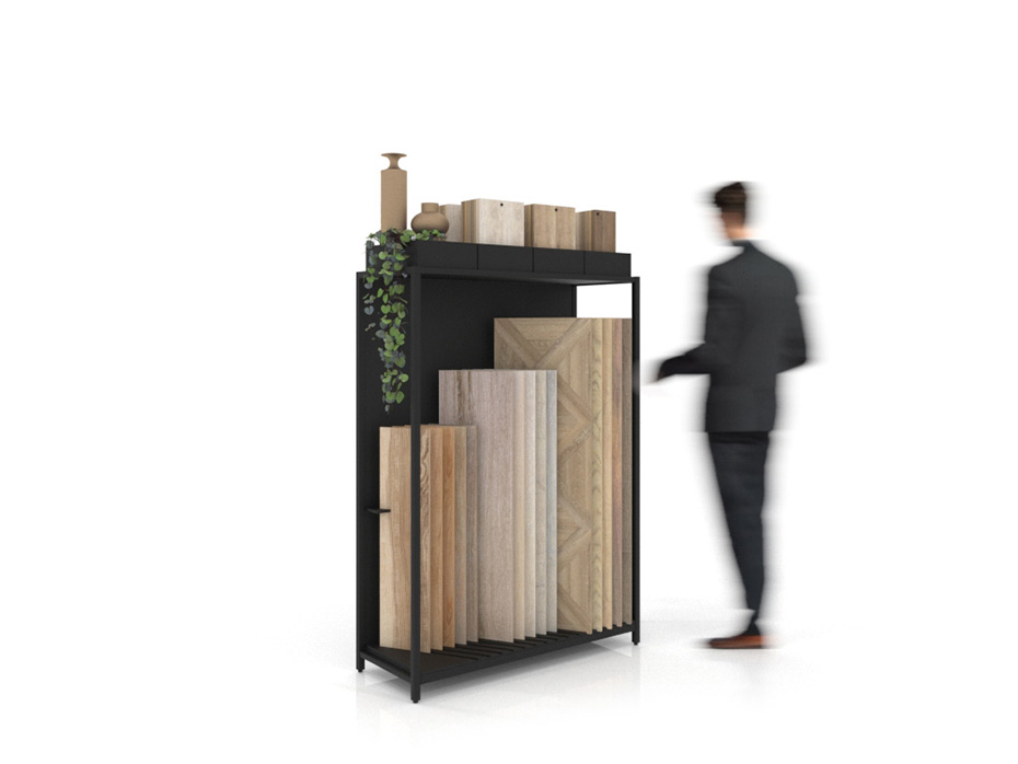 Expositor para parqué Peine Woodlook DX negro lateral