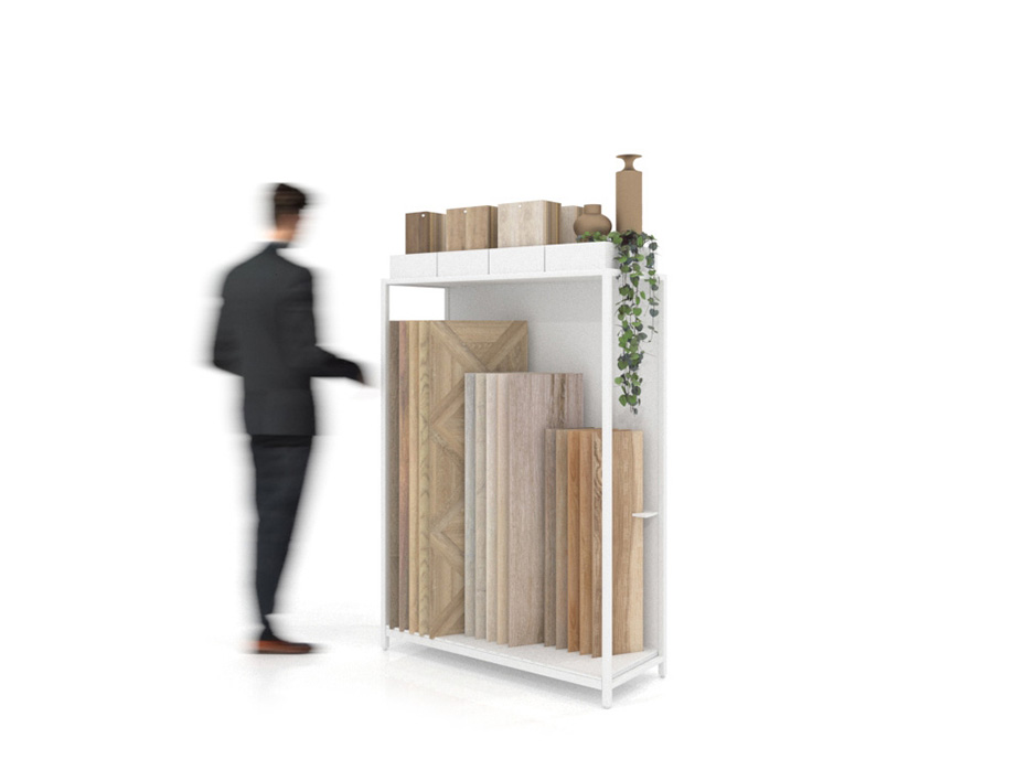 Expositor para parqué Peine Woodlook SX blanco lateral