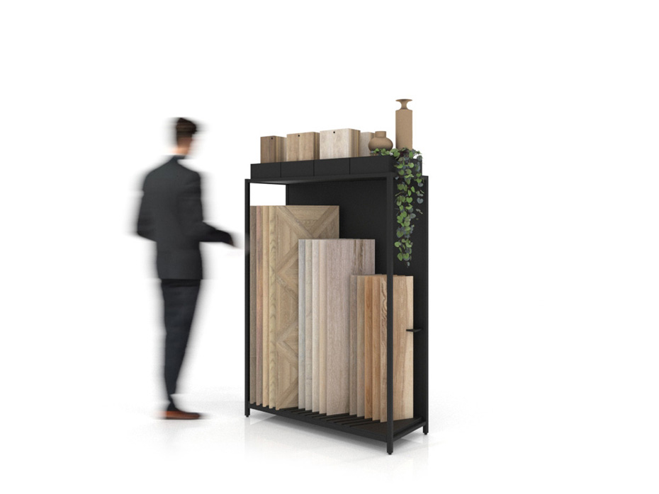 Expositor para parqué Peine Woodlook SX negro lateral
