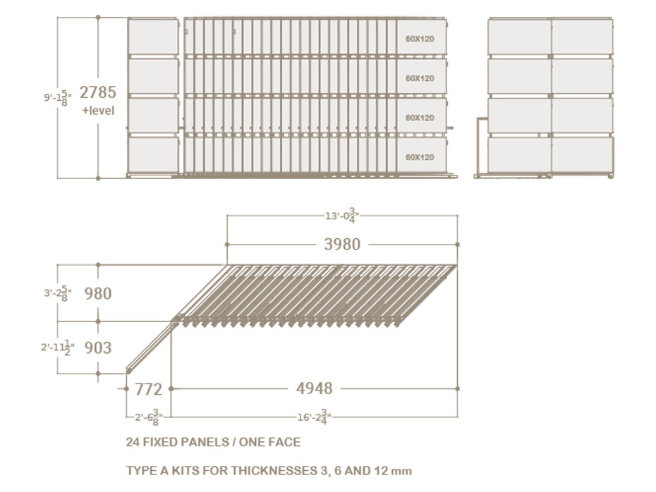 Expositor de azulejos corredero Pisa Multitiles 24 SX Blanco Fijo Plano
