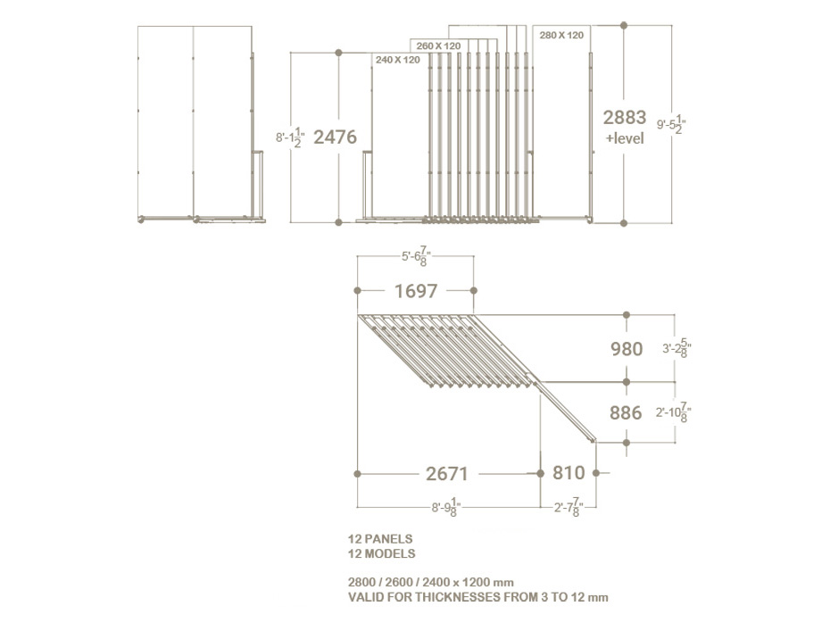 expositor para azulejos de gran formato Pisa Slimshow dx 12 plano