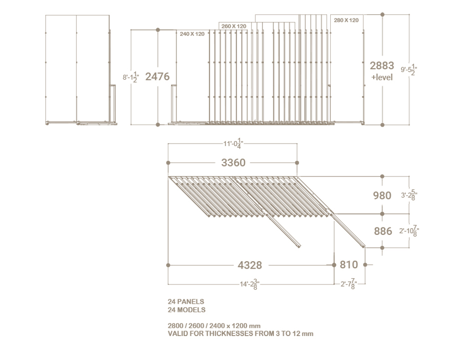 expositor para azulejos de gran formato Pisa Slimshow dx 24 plano