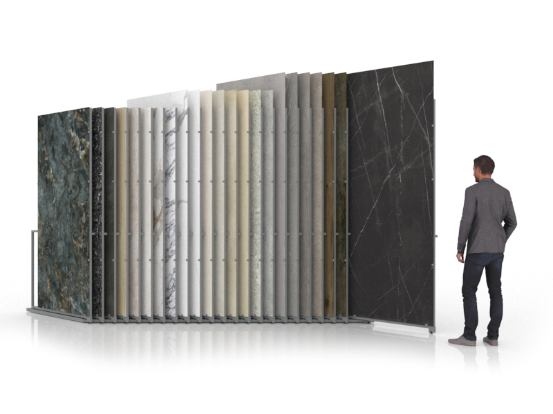 Abierto del expositor para azulejos de gran formato pisa slimshow dx plata