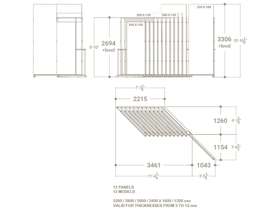 Expositor para azulejos gigantes Pisa Slimshow Polivalente 12 plano