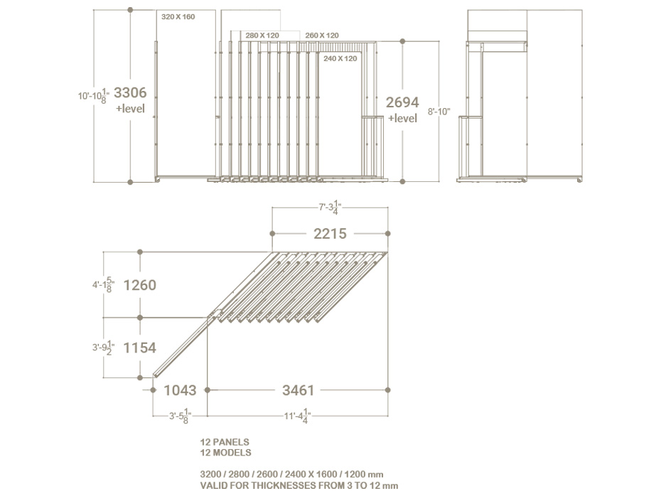 Expositor para azulejos gigantes Pisa Slimshow Polivalente 12 sx plano