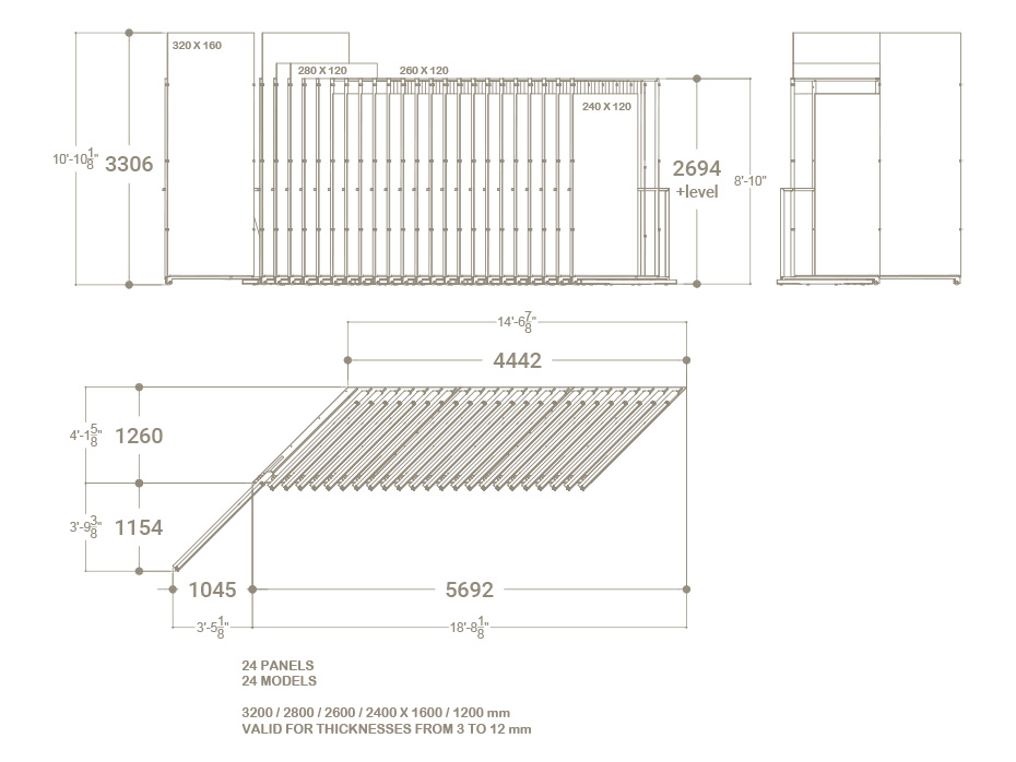 Expositor para azulejos gigantes Pisa Slimshow Multiformato sx 24 plano