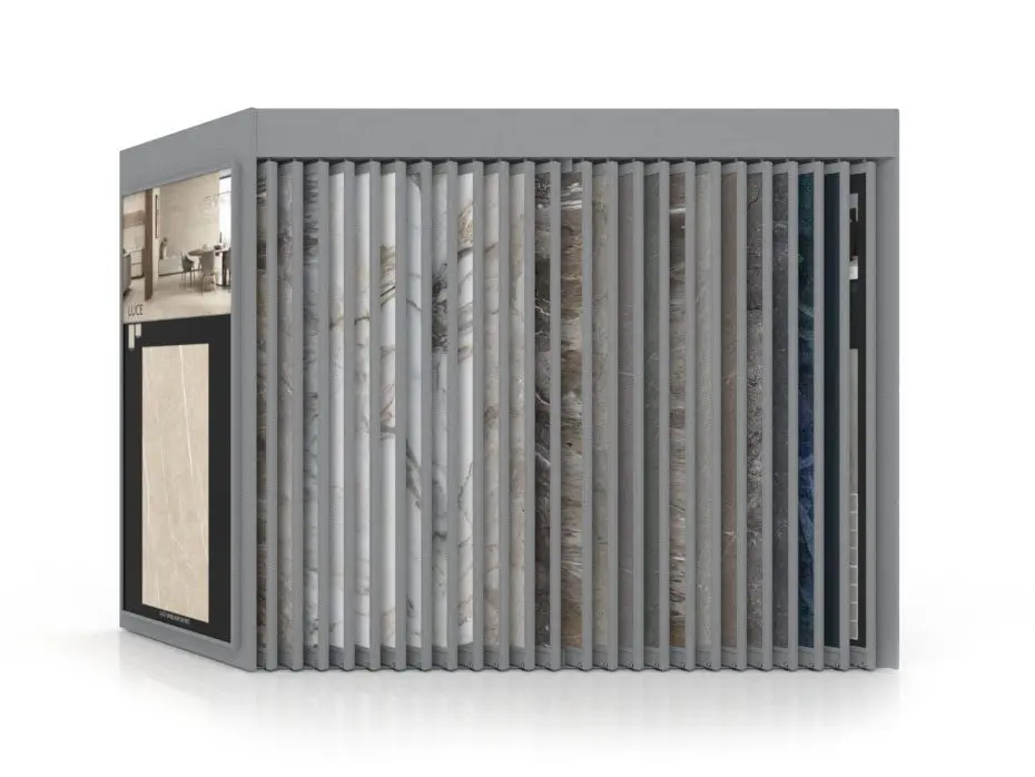 Expositor de azulejos Pisa XL 24+1 DX Plata frontal