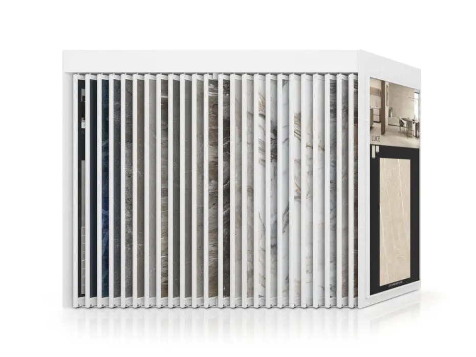 Expositor de azulejos Pisa XL 24+1 SX Blanco frontal