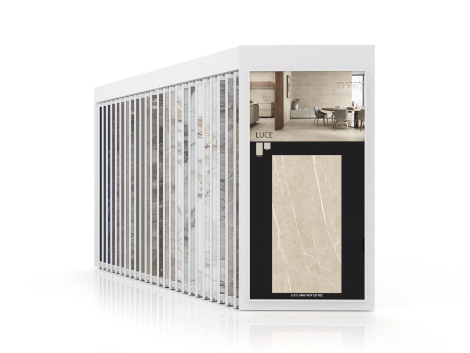 Expositor de azulejos Pisa XL 24+1 SX Blanco lateral