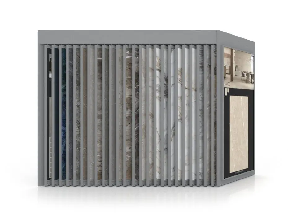 Expositor de azulejos Pisa XL 24+1 SX Plata frontal
