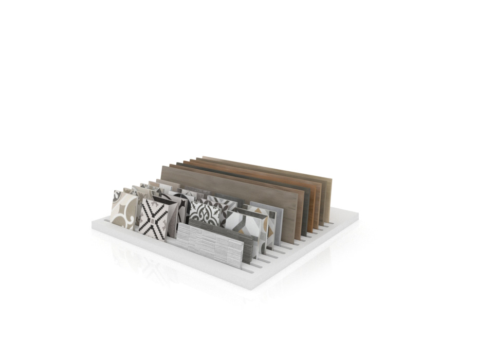 Accesorio expositor azulejos Porta Battiscopa 81 blanco frontal