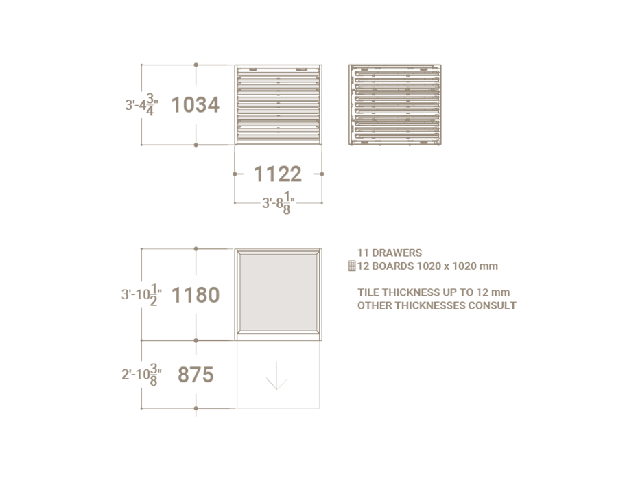 Cajonera para pavimentos Rhin panel 102 plano