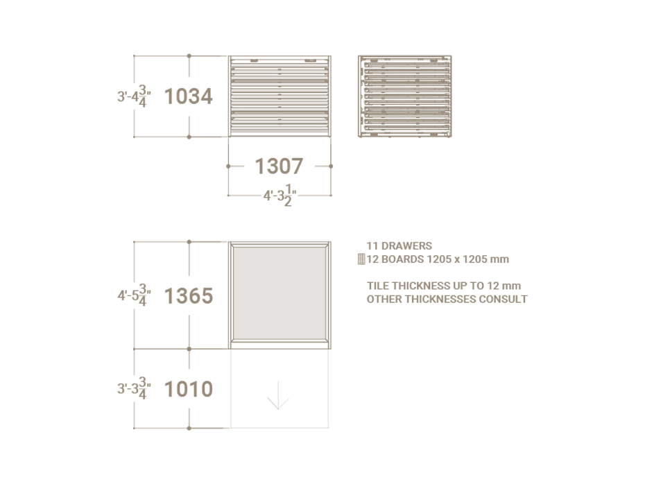 Cajonera para pavimentos Rhin panel 120 plano