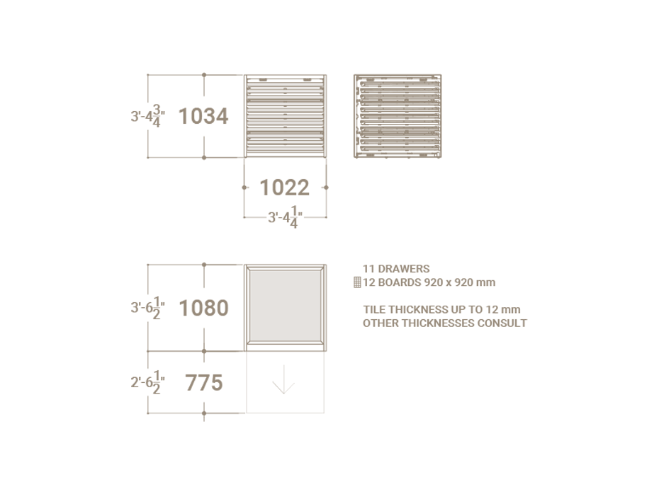 Cajonera para pavimentos Rhin panel 92 plano