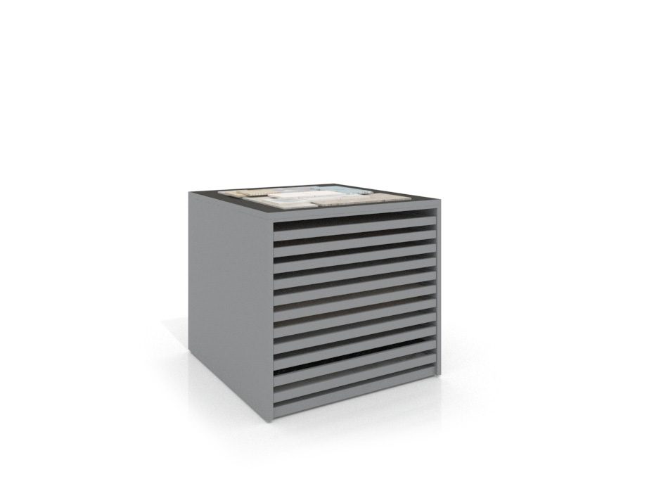 Cajonera para pavimentos Rhin bolon 102 plata frontal