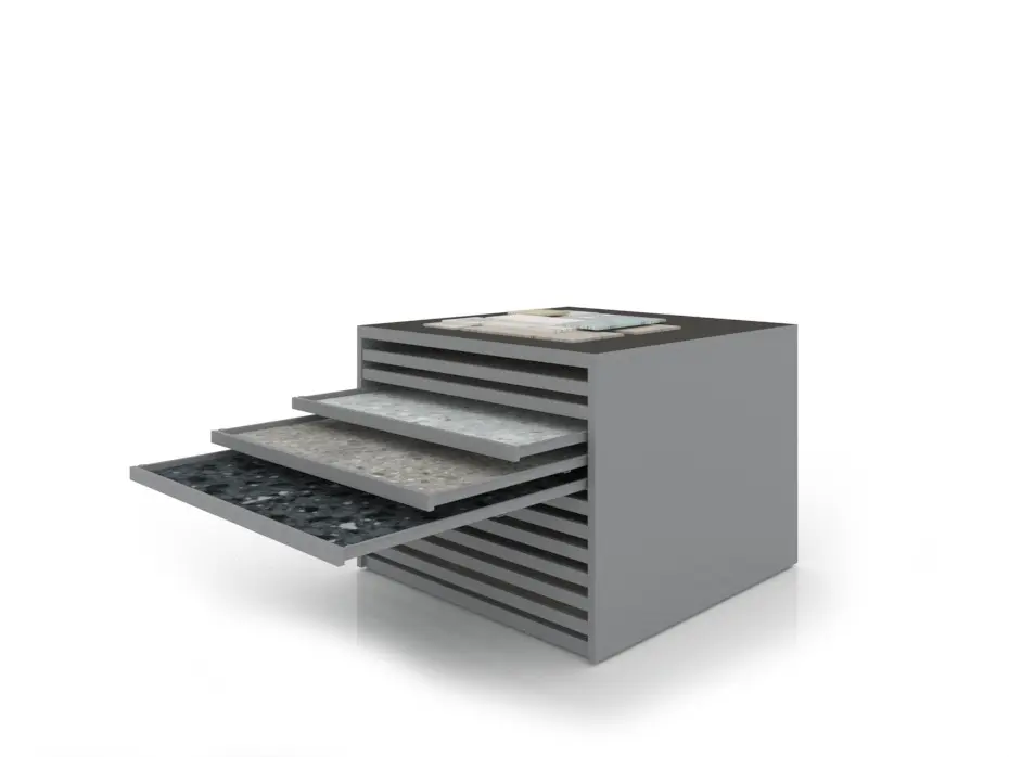 Cajonera para pavimentos Rhin bolon 120 plata abierto