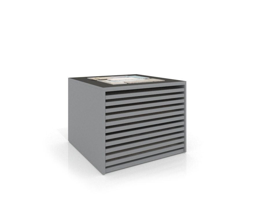 Cajonera para pavimentos Rhin bolon 120 plata frontal