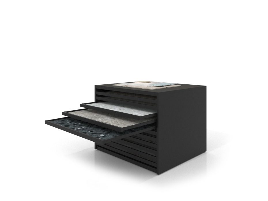 Cajonera para pavimentos Rhin bolon 122 negro abierto