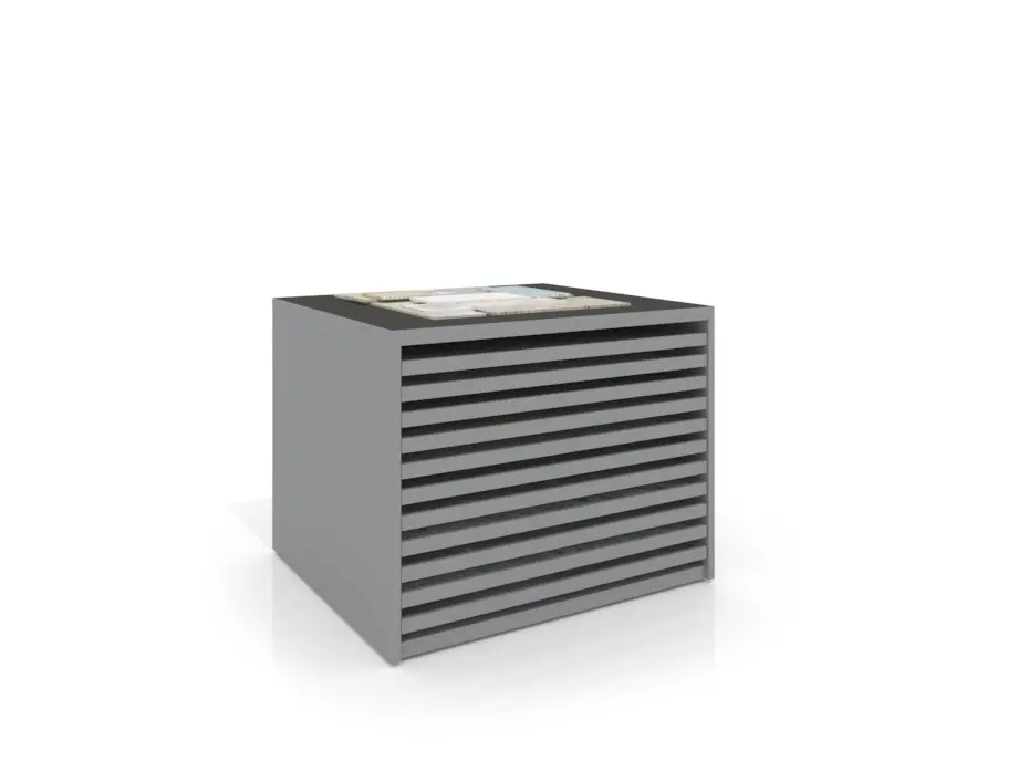 Cajonera para pavimentos Rhin bolon 122 plata frontal