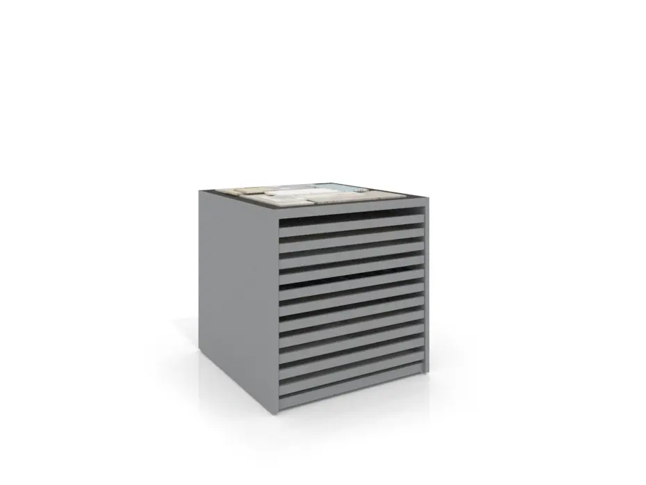 Cajonera para pavimentos Rhin bolon 92 plata frontal