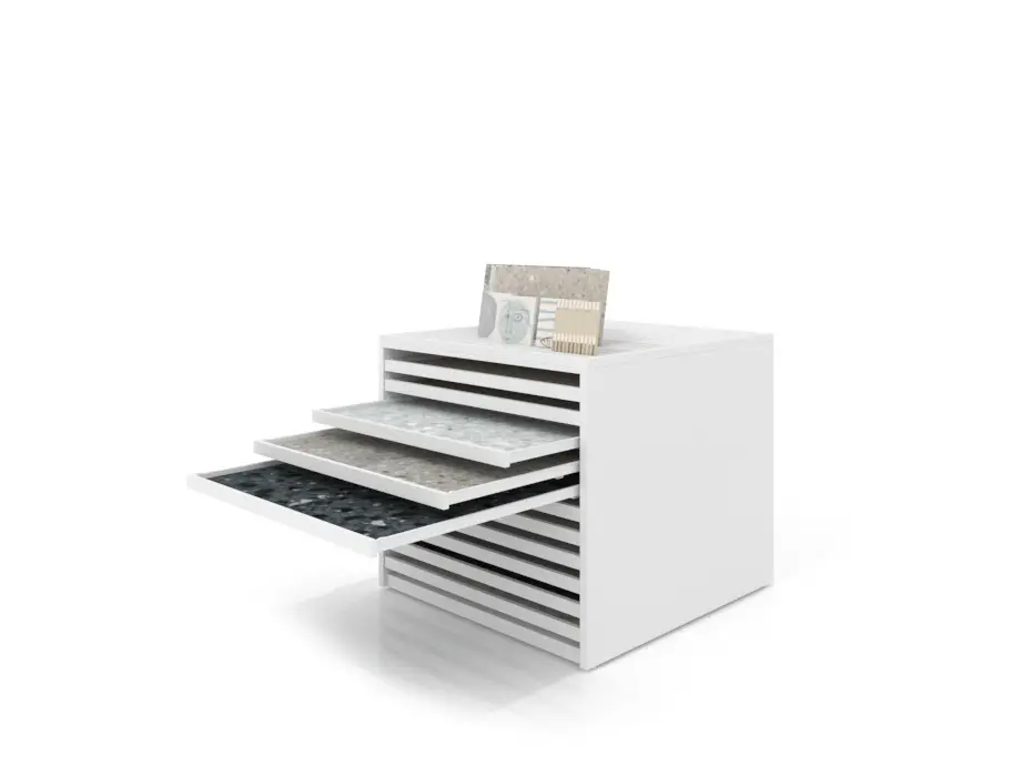 Cajonera para pavimentos Rhin ranurado 102 blanco abierto