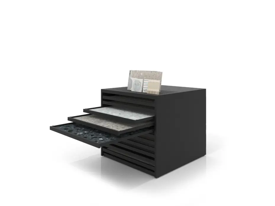 Cajonera para pavimentos Rhin ranurado 102 negro abierto