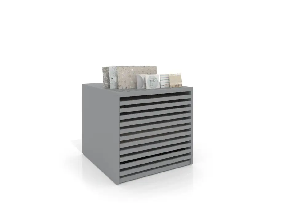 Cajonera para pavimentos Rhin ranurado 102 plata frontal