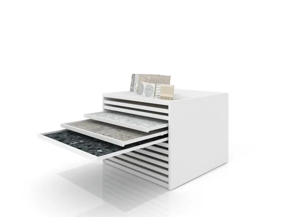 Cajonera para pavimentos Rhin ranurado 120 blanco abierto