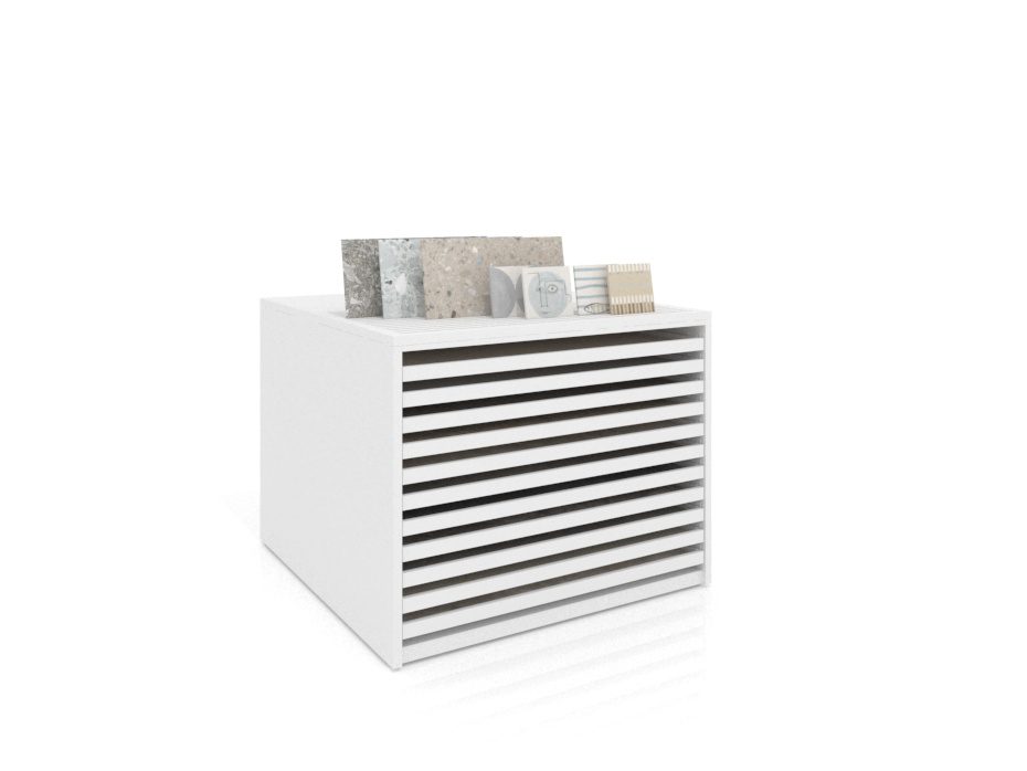 Cajonera para pavimentos Rhin ranurado 120 blanco frontal