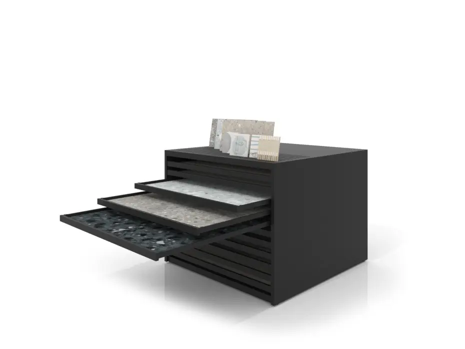 Cajonera para pavimentos Rhin ranurado 120 negro abierto