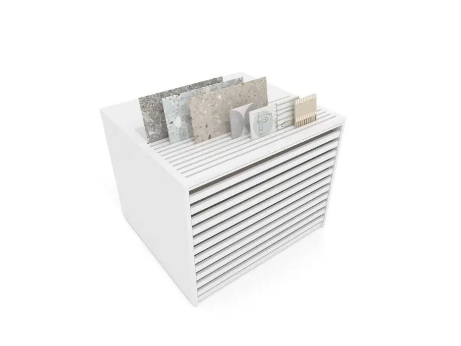 Cajonera para pavimentos Rhin ranurado 122 blanco aerea
