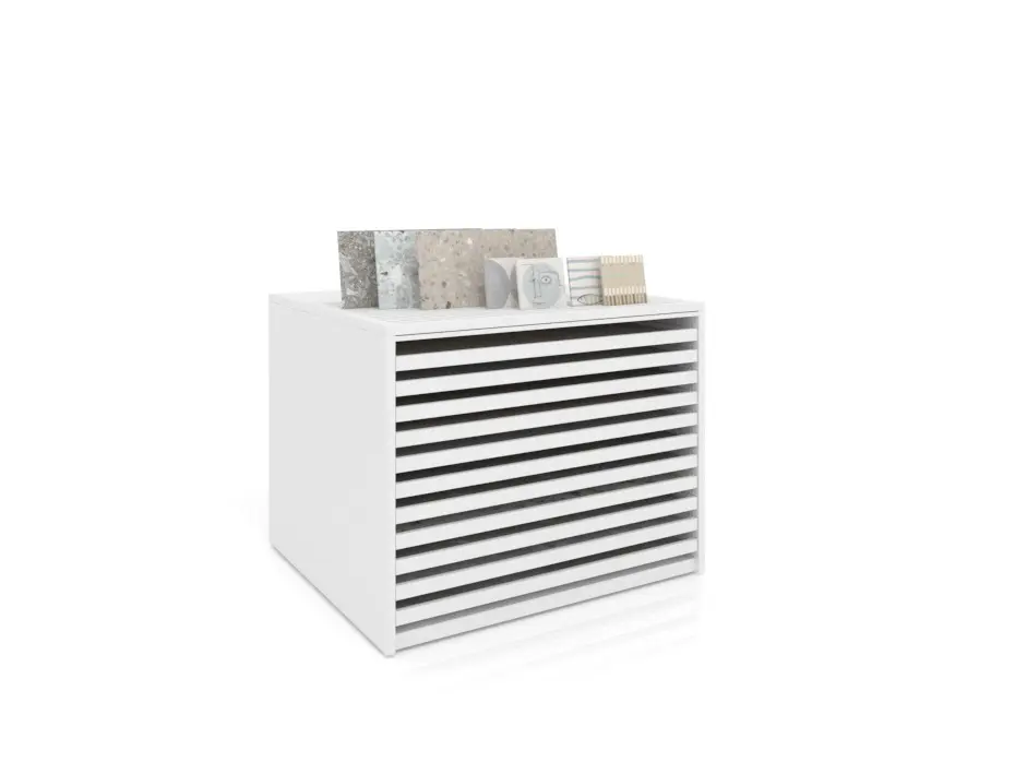 Cajonera para pavimentos Rhin ranurado 122 blanco frontal