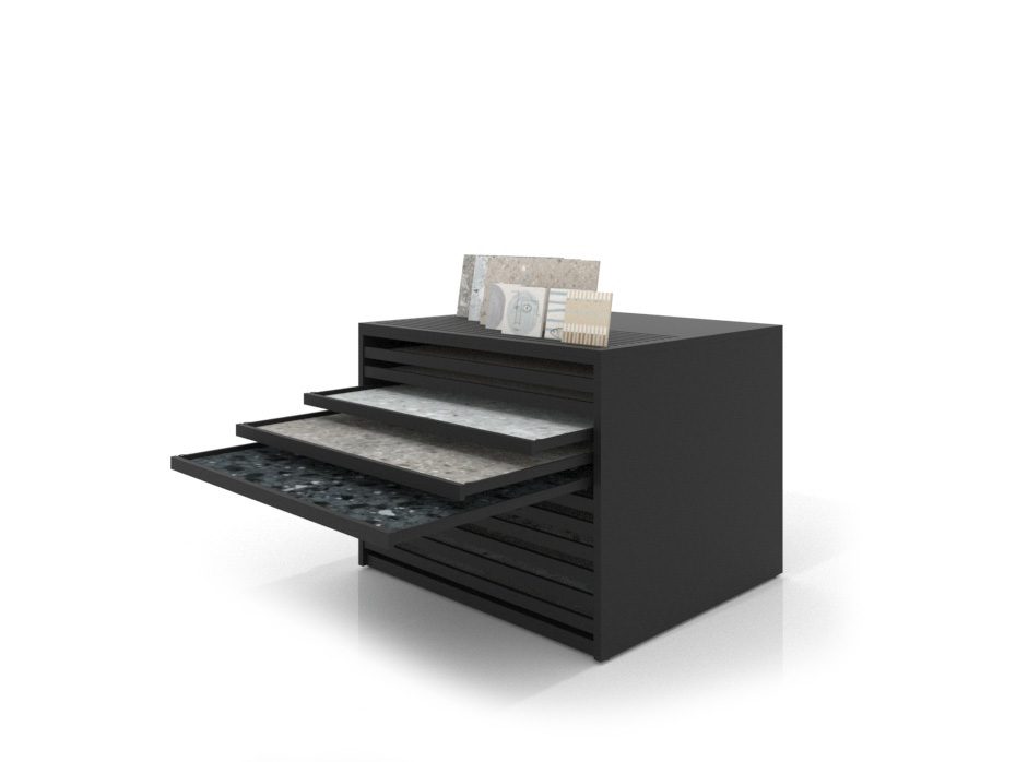 Cajonera para pavimentos Rhin ranurado 122 negro abierto