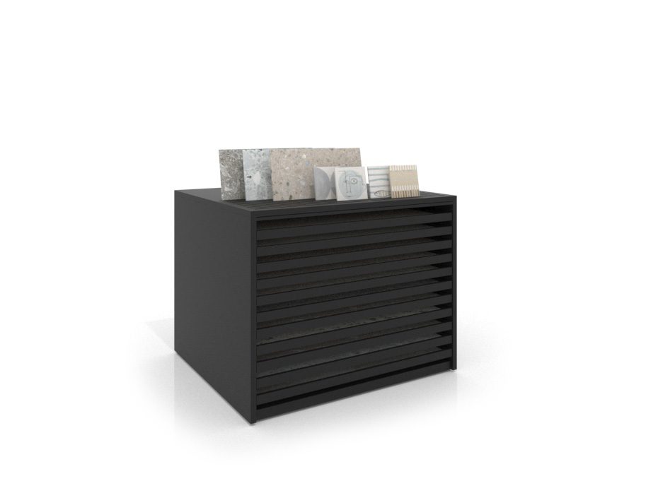 Cajonera para pavimentos Rhin ranurado 122 negro frontal