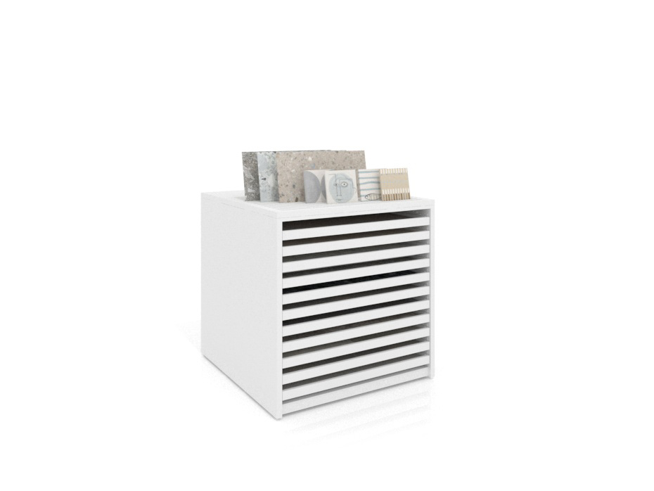 Cajonera para pavimentos Rhin panel 92 ranurado blanco frontal