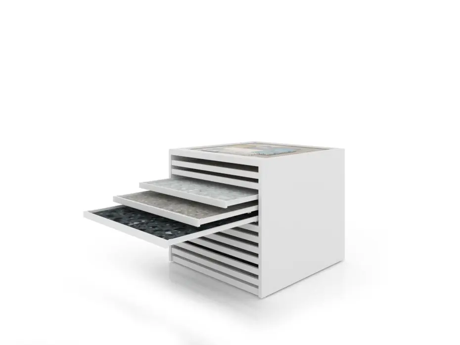 Cajonera para pavimentos Rhin panel 102 blanco abierto