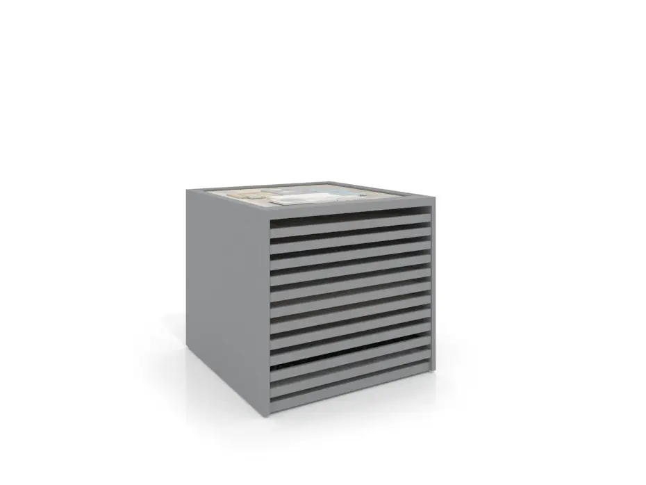 Cajonera para pavimentos Rhin panel 102 plata frontal