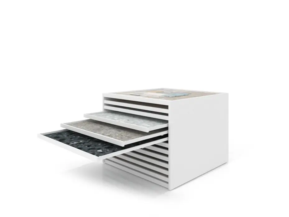 Cajonera para pavimentos Rhin panel 120 blanco abierto