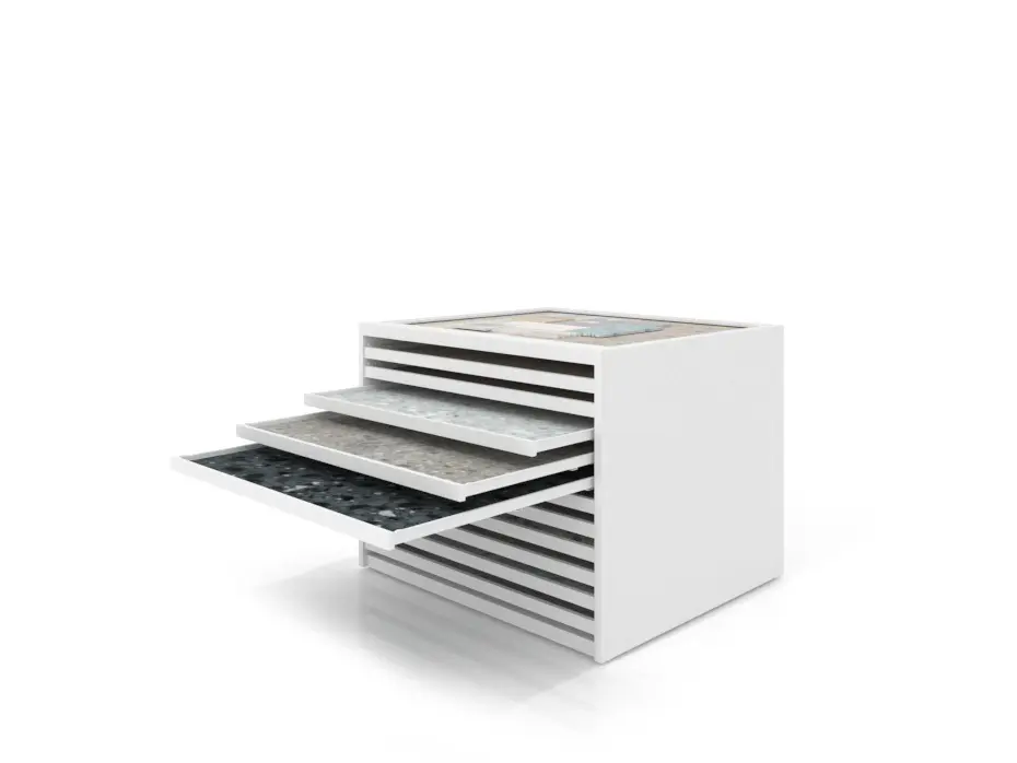 Cajonera para pavimentos Rhin panel 122 blanco abierto