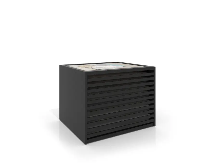 Cajonera para pavimentos Rhin panel 122 negro frontal