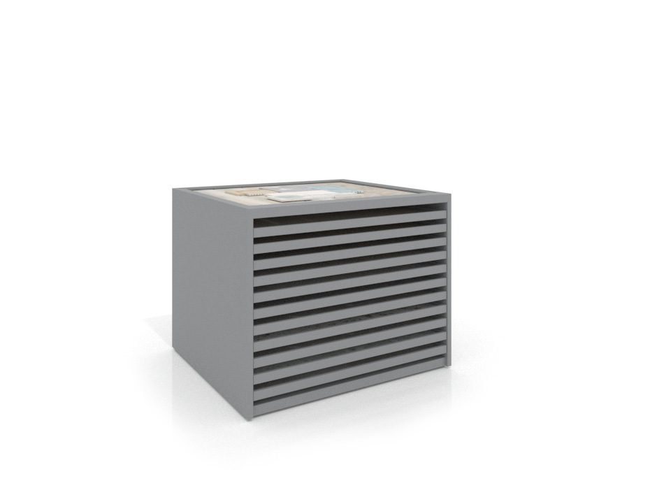 Cajonera para pavimentos Rhin panel 122 plata frontal