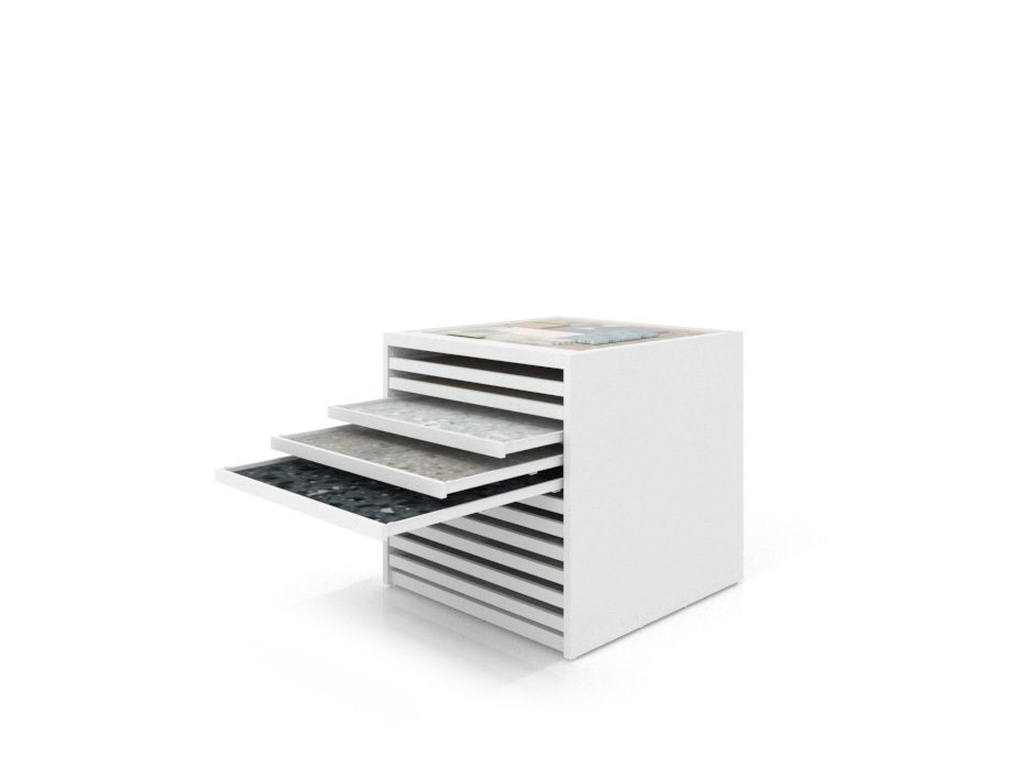 Cajonera para pavimentos Rhin panel 92 blanco abierto