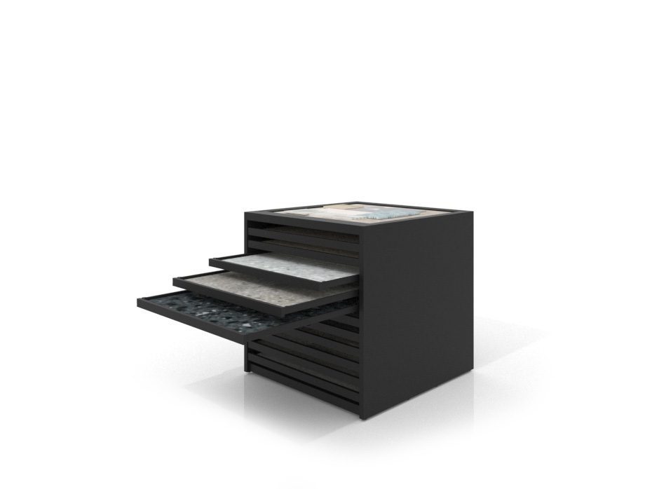 Cajonera para pavimentos Rhin panel 92 negro abierto