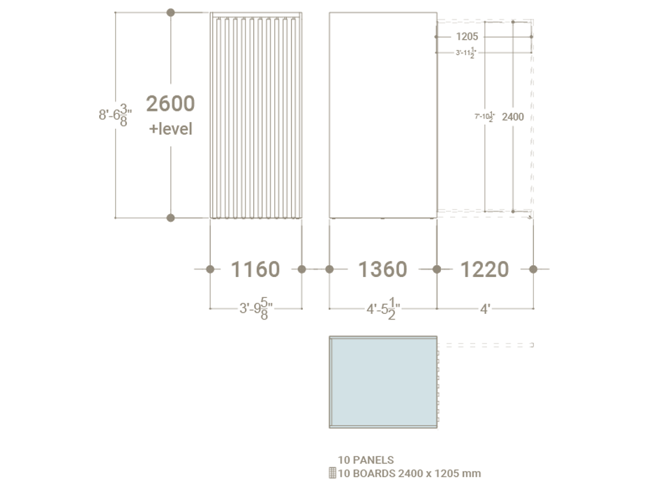 Expositor de azulejos corredero Roma 10 dx 2400 plano