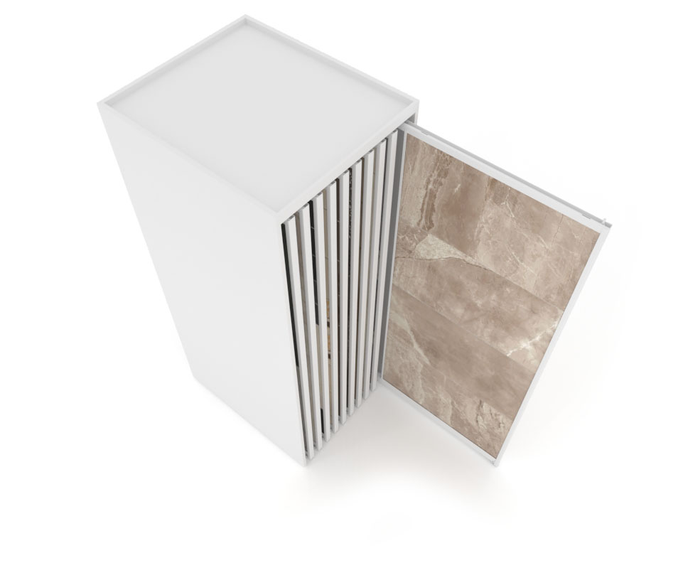 Expositor de azulejos corredero Roma 10 dx 2800 blanco abierto