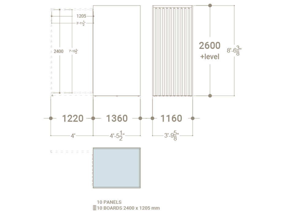  Expositor de azulejos corredero Roma 10 sx 2400 plano