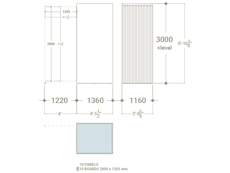 Expositor de azulejos corredero Roma 10 sx 2800 plano